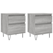 Set di 2 Comodini | Armadio da Notte | Mobiletto da notte Grigio Sonoma 40x35x50 cm in Legno Multistrato