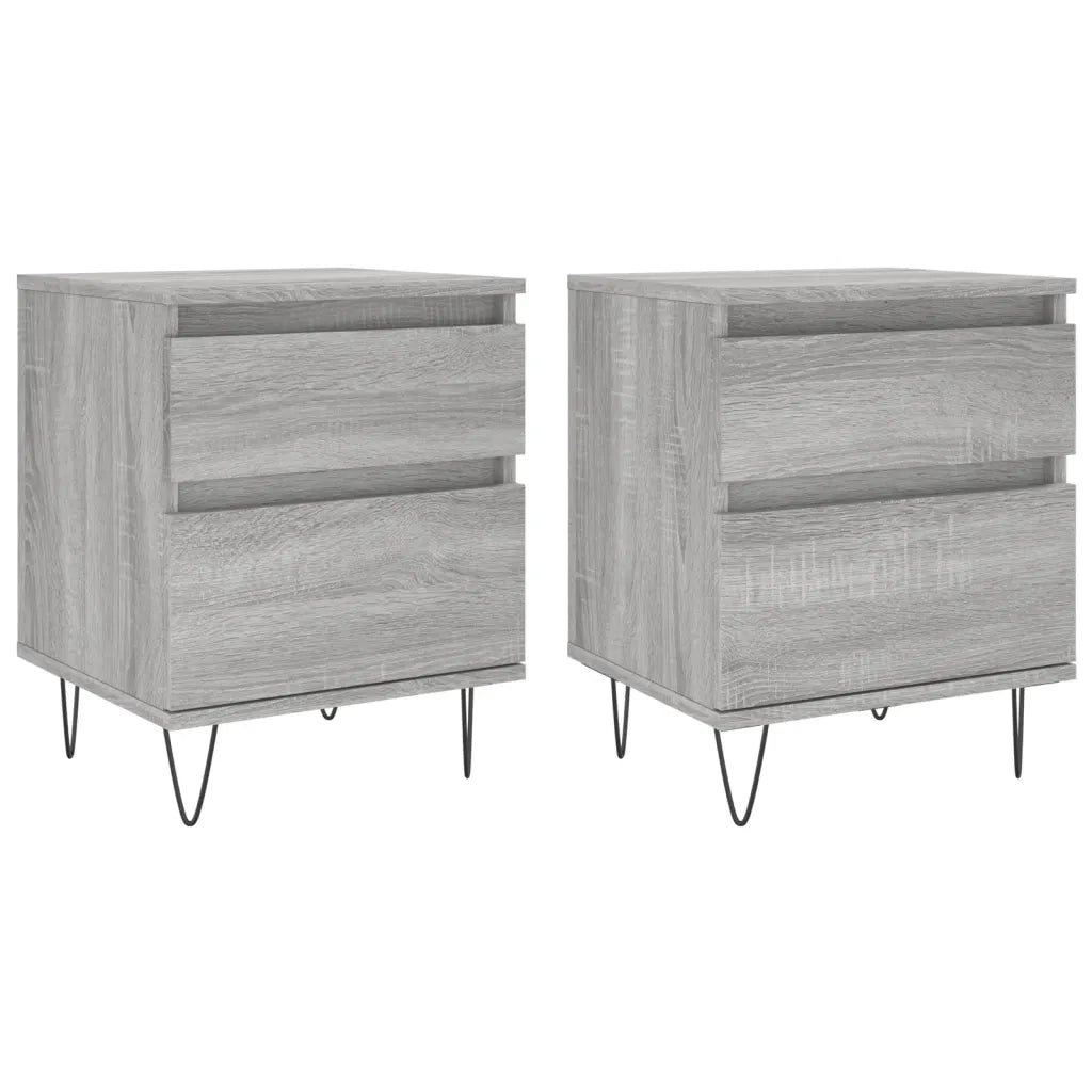 Set di 2 Comodini | Armadio da Notte | Mobiletto da notte Grigio Sonoma 40x35x50 cm in Legno Multistrato