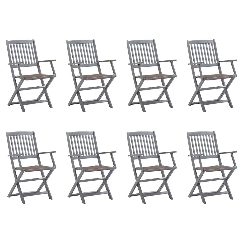 Sedie da Giardino Pieghevoli 8 pz con Cuscini Massello Acacia cod mxl 24187