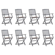 Sedie da Giardino Pieghevoli 8 pz con Cuscini Massello Acacia cod mxl 24187