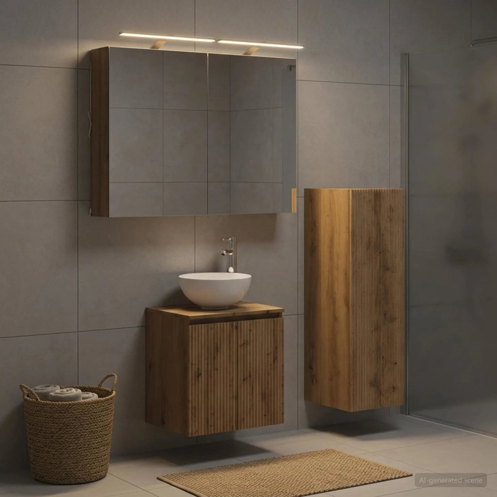 Set di mobili per il bagno 4 pz Rovere Artigianale 3407414