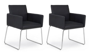 Set 2 Sedie Imbottite 60x54x80,5 cm Sixty in Ecopelle Nero