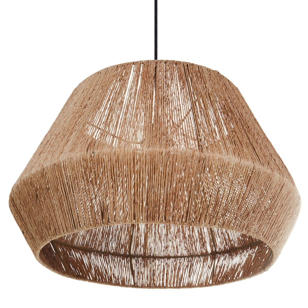 Lampada a sospensione Paralume di iuta naturale Base di ferro nero Lampo boho a sospensione Soggiorno Camera da letto Corridoio