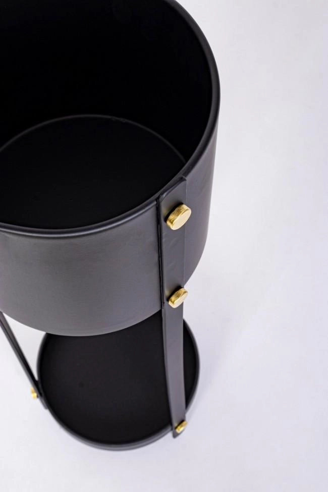 Portapiante Rotondo Ø20x66 cm in Acciaio Nero