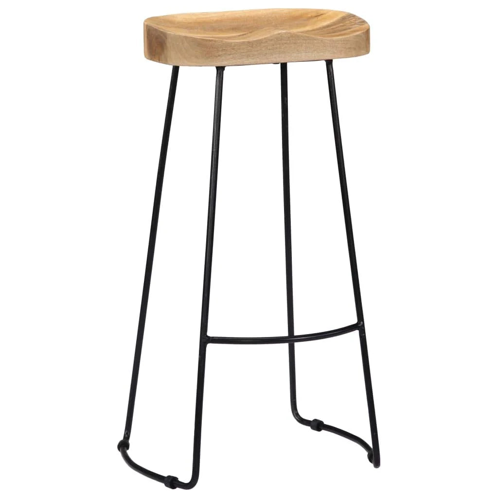 Set di due sgabelli da bar di design sedia seduta in legno massello di mango 1202071