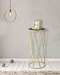 Porta Telefono Glam Simple Ø35x75 cm in Ferro e Vetro Oro