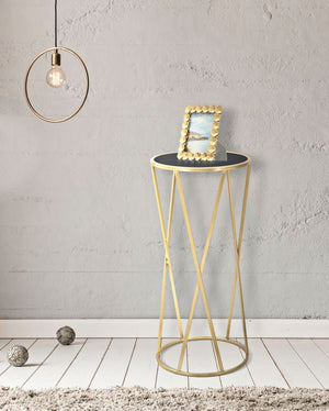 Porta Telefono Glam Simple Ø35x75 cm in Ferro e Vetro Oro