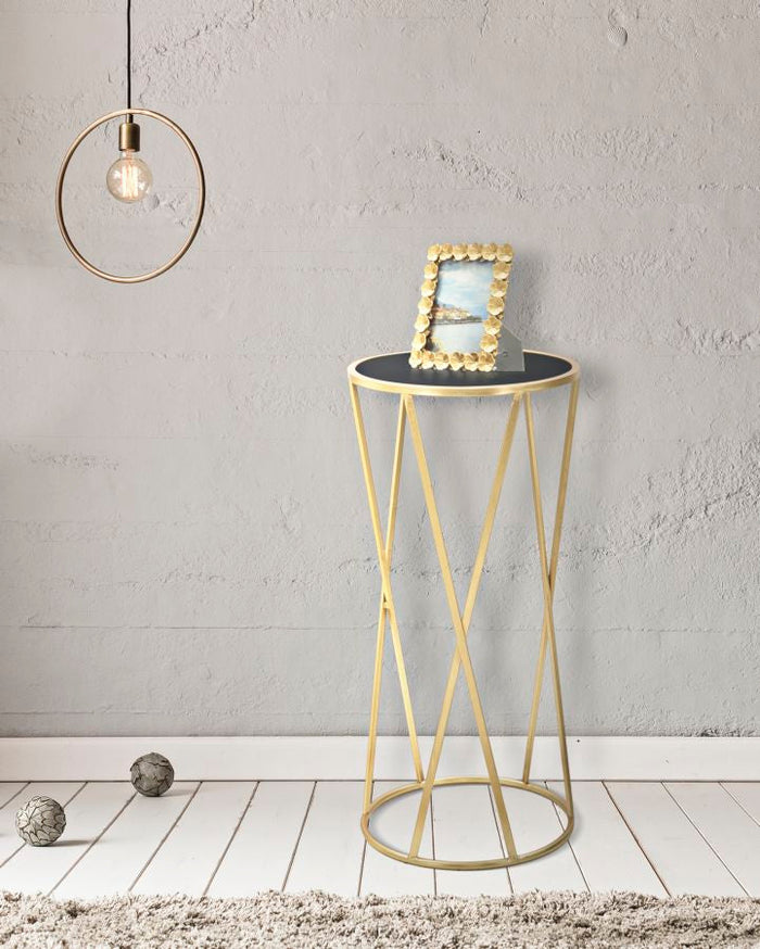 Porta Telefono Glam Simple Ø35x75 cm in Ferro e Vetro Oro