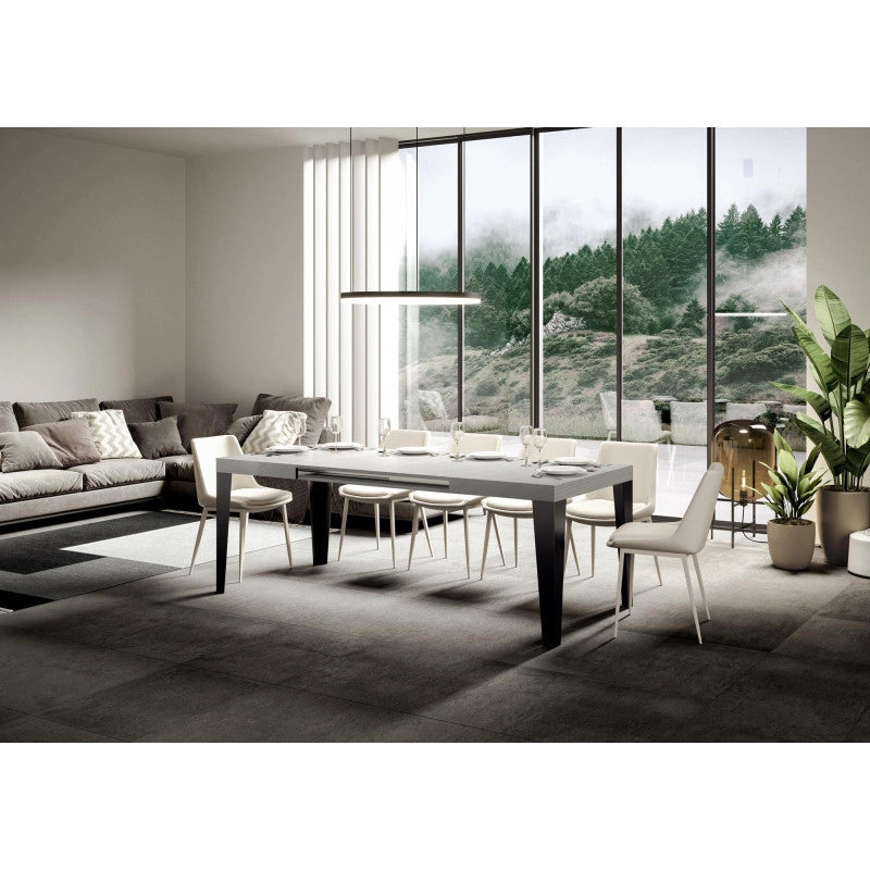 Tavolo allungabile 140/224x80cm Flame telaio Antracite - Bianco Frassino