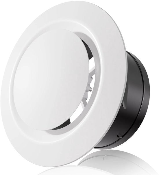 Ventilatore a soffitto 125mm, chiusura regolabile, adatto per l'installazione su pareti ventilate in garage, cucina, bagno e camera da letto