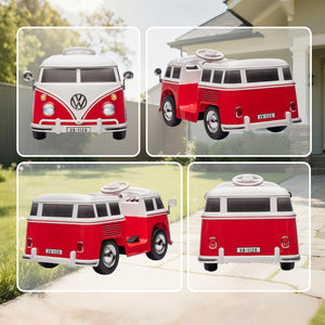Macchina Elettrica per Bambini 89x49x41,5 cm Licenza Volkswagen T1 con Lettore MP3 in Metallo e PP Rosso