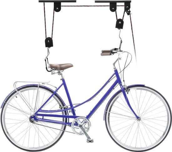 Sistema di Alzamento per Bicicletta - Alzamento Bicicletta al soffitto - Appoggio per Bicicletta - Appoggio per Bicicletta - Sistema di Alzamento per Bicicletta a Doppia Funzione con Cuscinetto a Rotelle