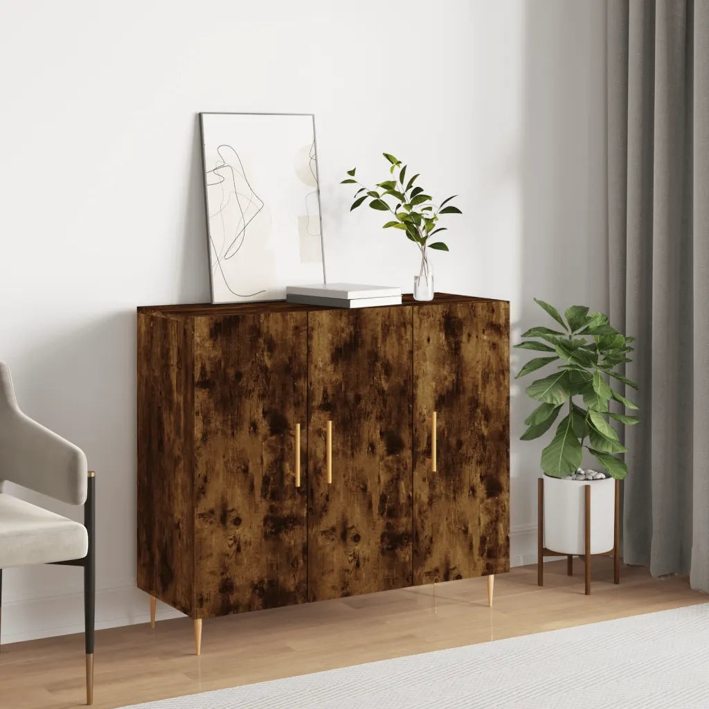 Credenza-Buffet-Armadio da cucina Rovere Fumo 90x34x80 cm in Legno Multistrato 977515