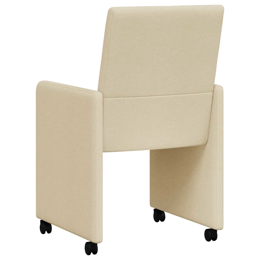 Sedie da Pranzo con Ruote 2 pcs Crema 57 x 66 x 94 cm Tessuto 42017814