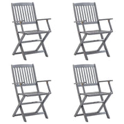 Sedie da Giardino Pieghevoli 4pz con Cuscini in Massello Acacia 3064509