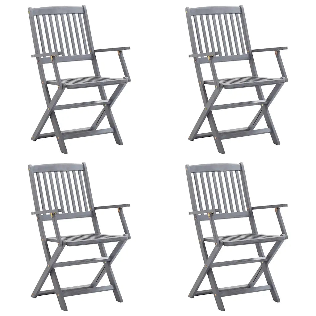 Sedie da Giardino Pieghevoli 4pz con Cuscini in Massello Acacia 3064509
