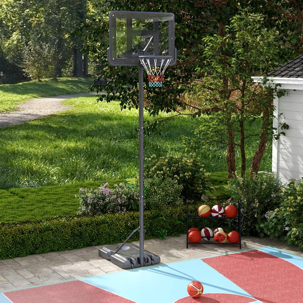 Supporto per canestro da basket 2 in 1, canestro regolabile in altezza da 230 a 305 cm con supporto, supporto per tabellone con ruote, sistema da