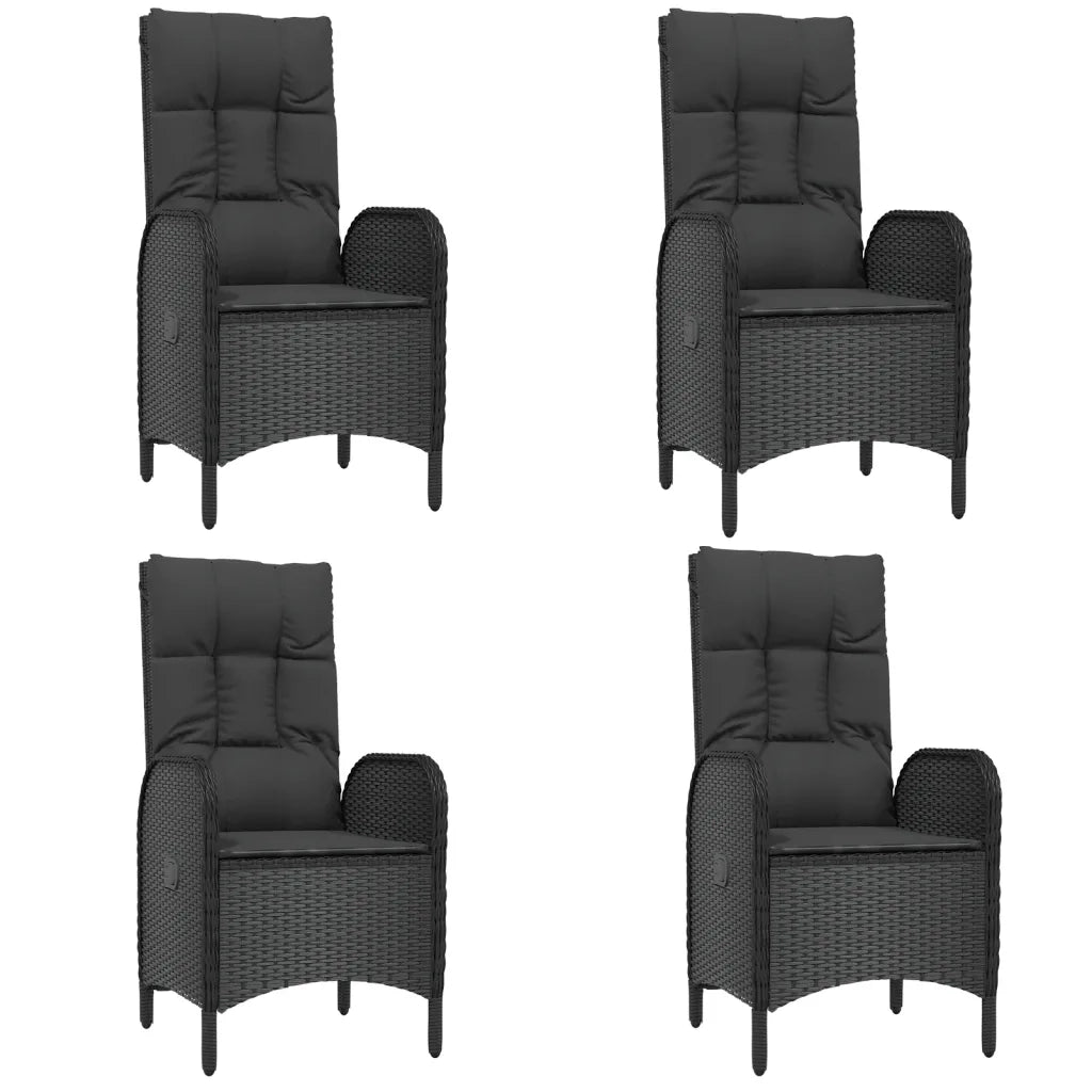 Set da Pranzo da Giardino 5 pz Nero con Cuscini in Polyrattan 3185171