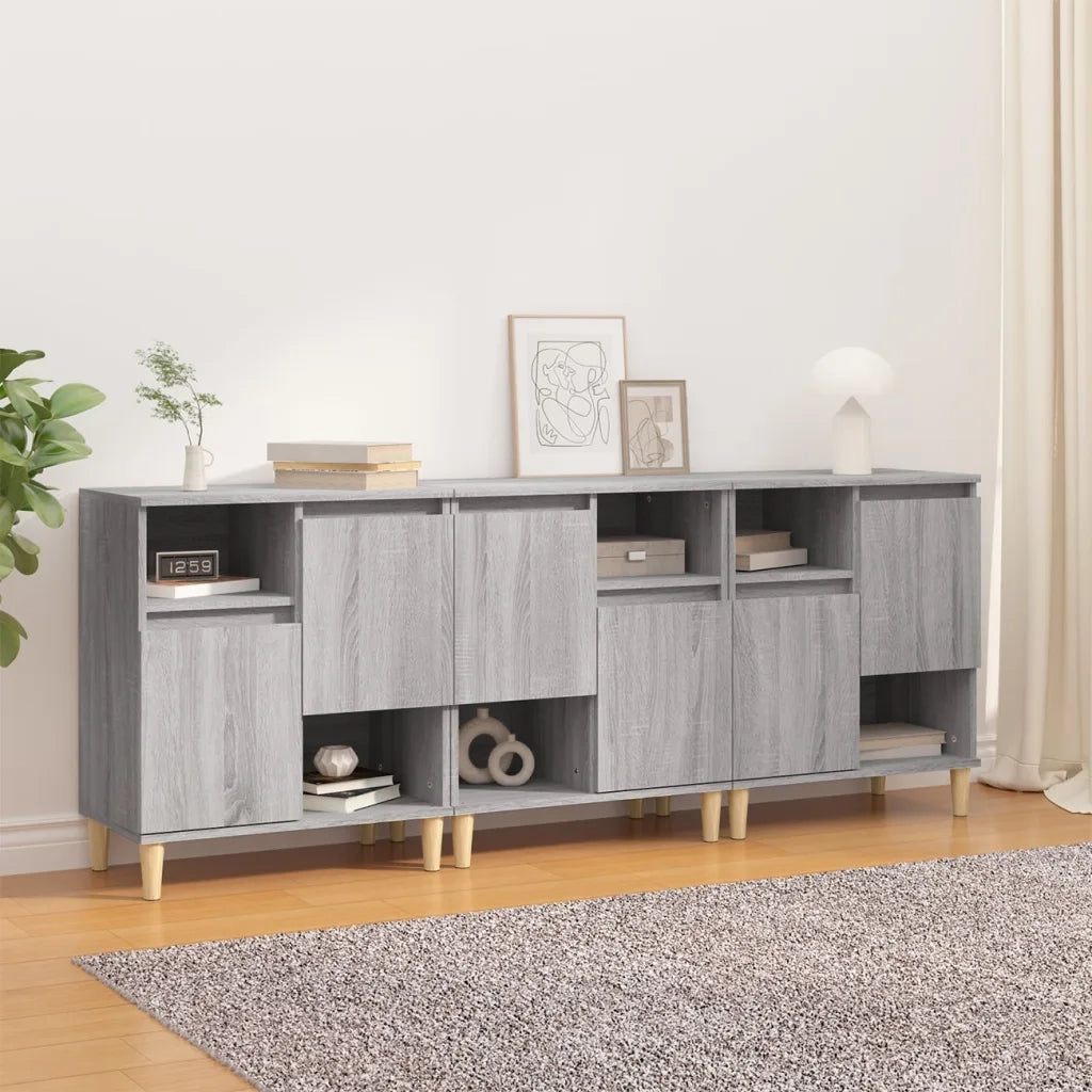 Credenze 3pz | Madia | Buffet da pranzo | Armadio da pranzo Grigio Sonoma 60x35x70 cm in Legno Multistrato