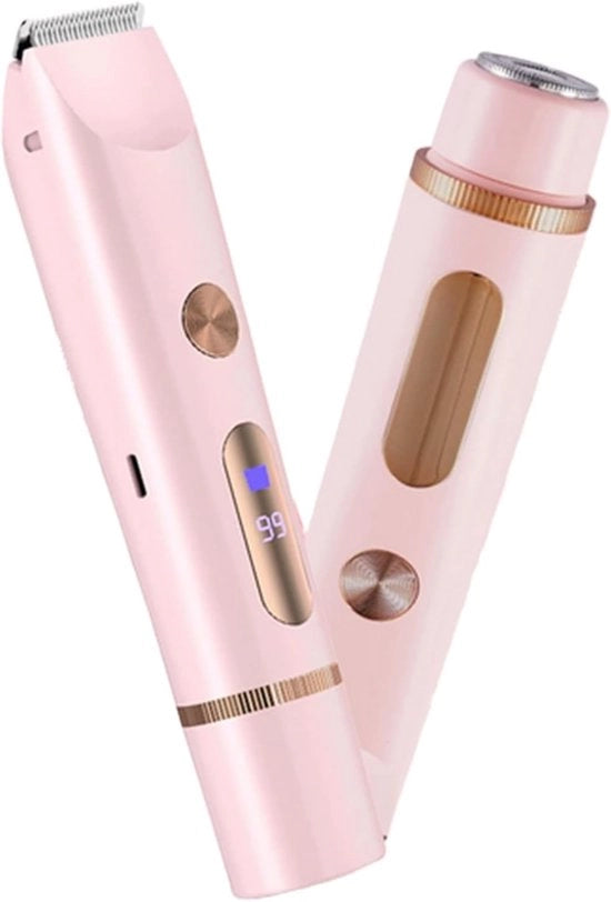 Scheerapparaat elettro 2 in 1 per donne, trimmer intimo, trimmer linea bikini, viso, gambe, ascelle e scheerapparaat per donne, impermeabile all'acqua