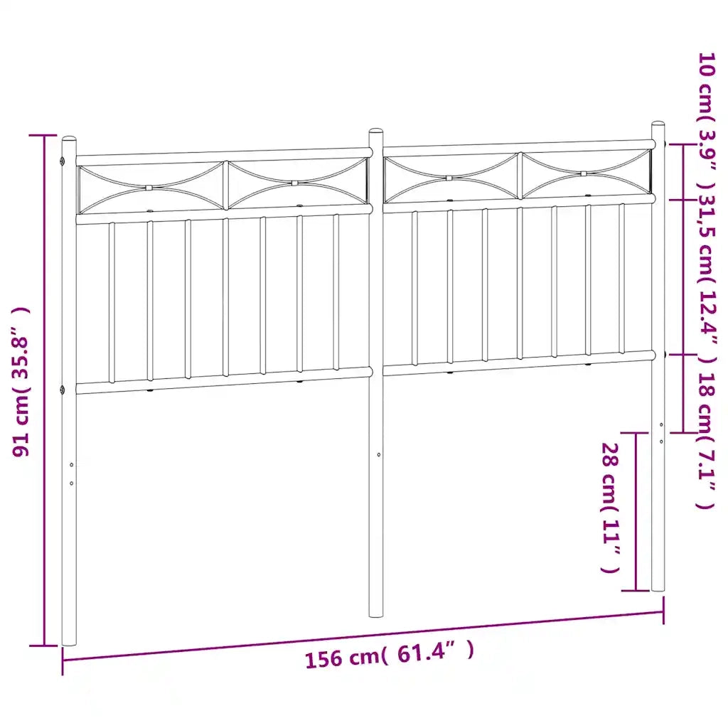Testiera di Ricambio in Metallo Nero 150 cm 373725