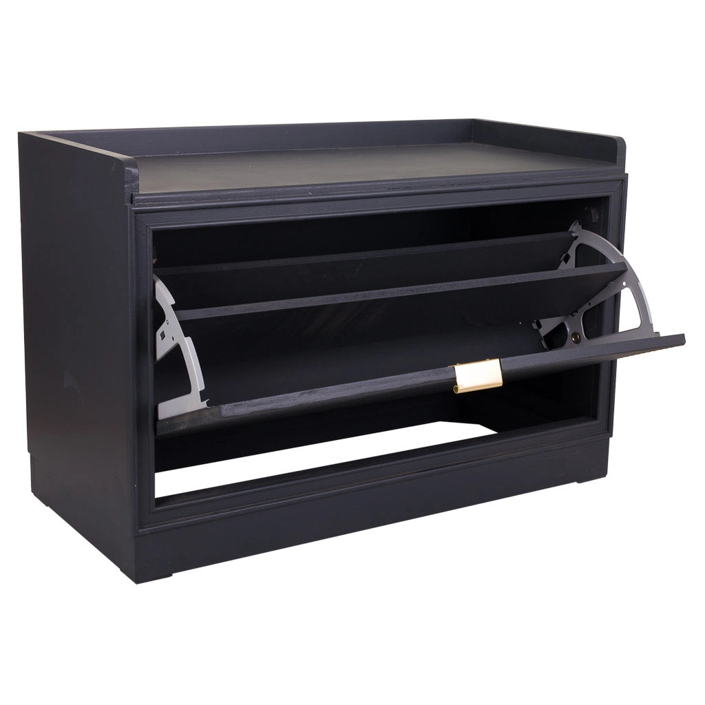 Sgabello scarpiera in legno grigio scuro 80x38x53h
