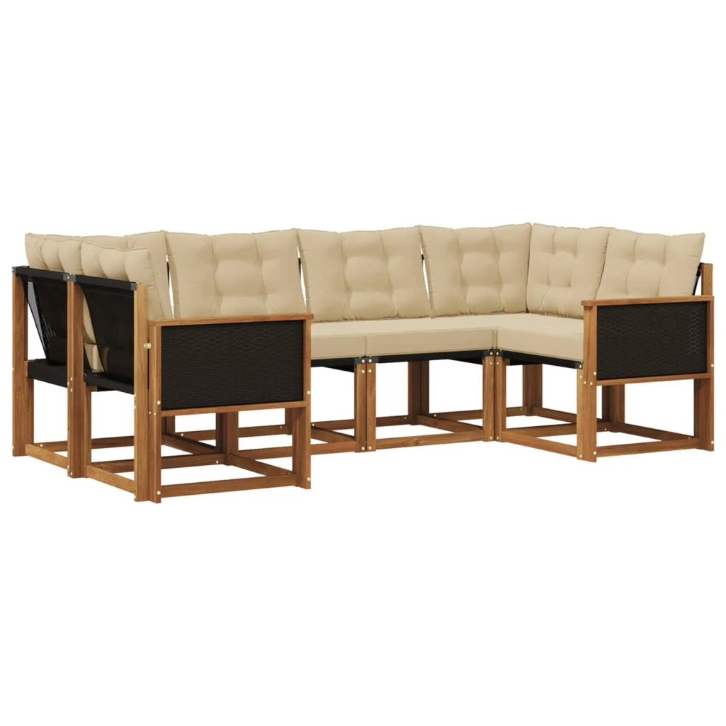 Set di divani da esterno 6 pz Naturale e Beige 3382169