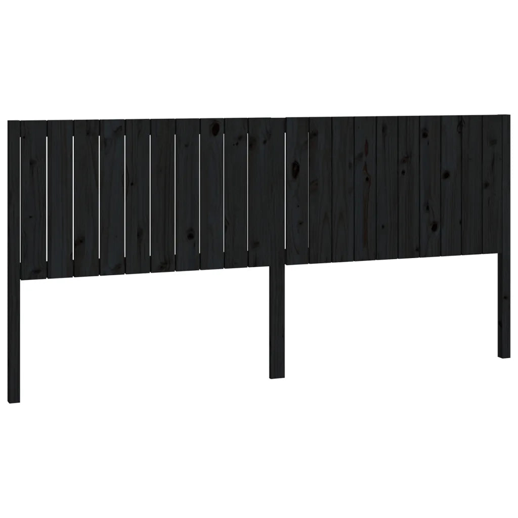 Testiera per Letto-Testata-Testiera Decorativa Nera 205,5x4x100cm in Legno Massello di Pino 204337