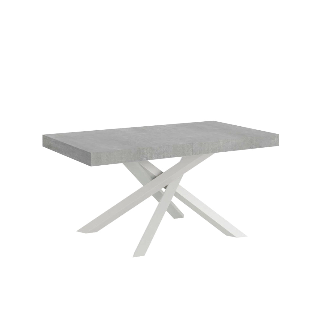 Tavolo Allungabile 160-420x90x77 cm Volantis Cemento Telaio Bianco