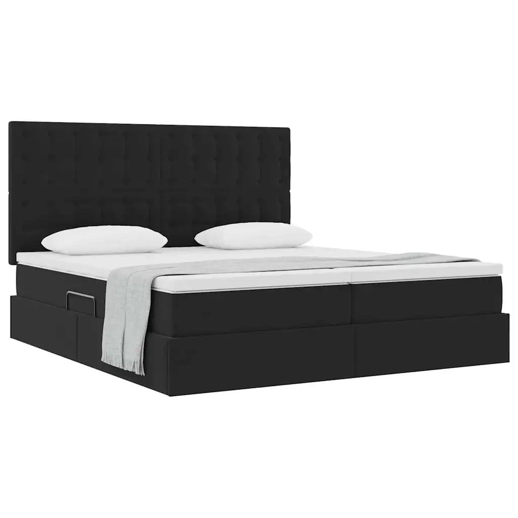 Letto con Contenitore con materasso Nero 200 x 200 cm Velluto
