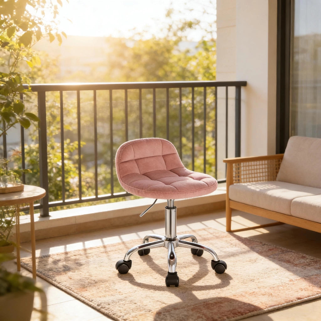 SEDIA DA UFFICIO Girevole Regolabile 56,5-68 cm Velluto Rosa con ruote