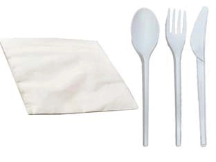 POSATE CON TOVAGLIOLO SET 4 PZ.100 CPLA - 5 confezione XTRA