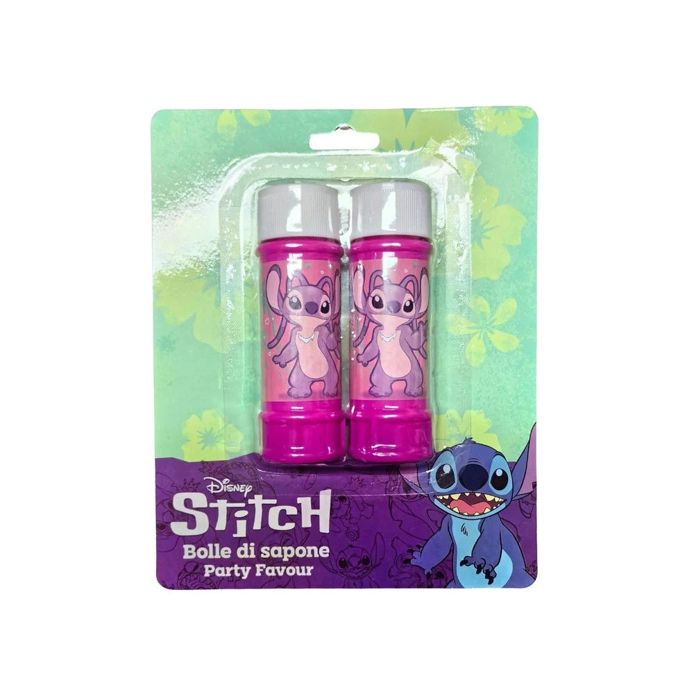 Trade Shop - Set Da 2pz Flacone Bolle Di Sapone Stitch Girl 60ml Blister Per Gioco Bambini 209838 -