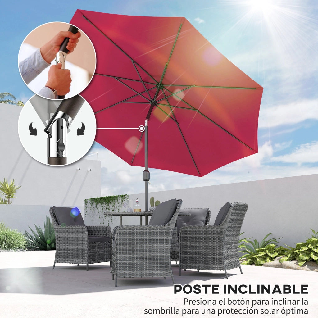 Ombrellone da giardino con manovella ¨C Zephmum ¨C 295x250 cm, rosso vino, metallo