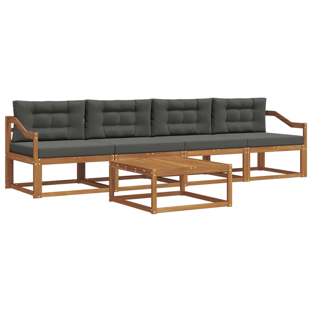 Set di divani da esterno con cuscino 5 pcs Naturale e Antracite