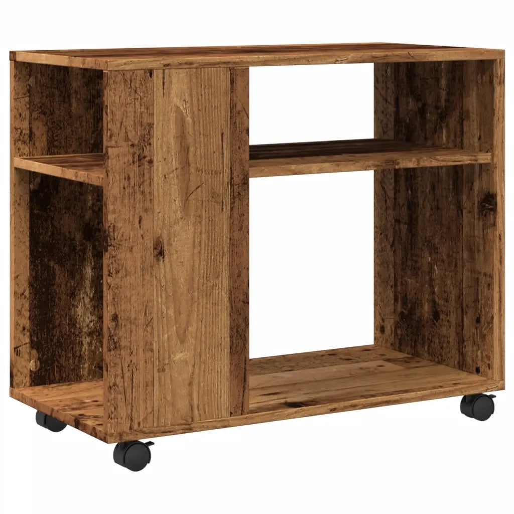 Tavolino con Ruote Legno Antico 70x35x60cm in Truciolato 853153