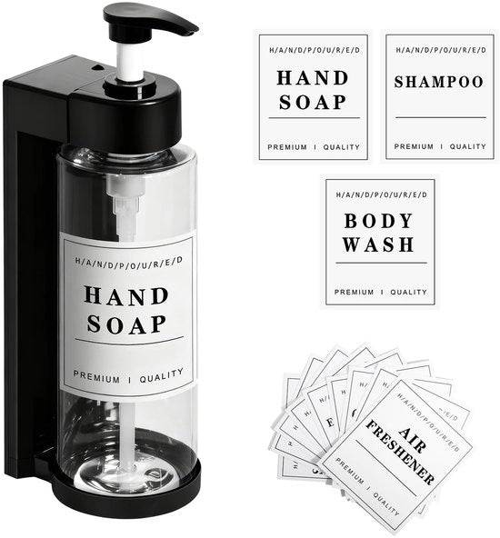 Dispensatore di sapone da parete 400 ml - Kit di dispensatore di sapone - Dispensatore di sapone maneggevole - Dispensatore di gel doccia - Dispensatore di schiuma di sapone - Etichetta acqua resistente
