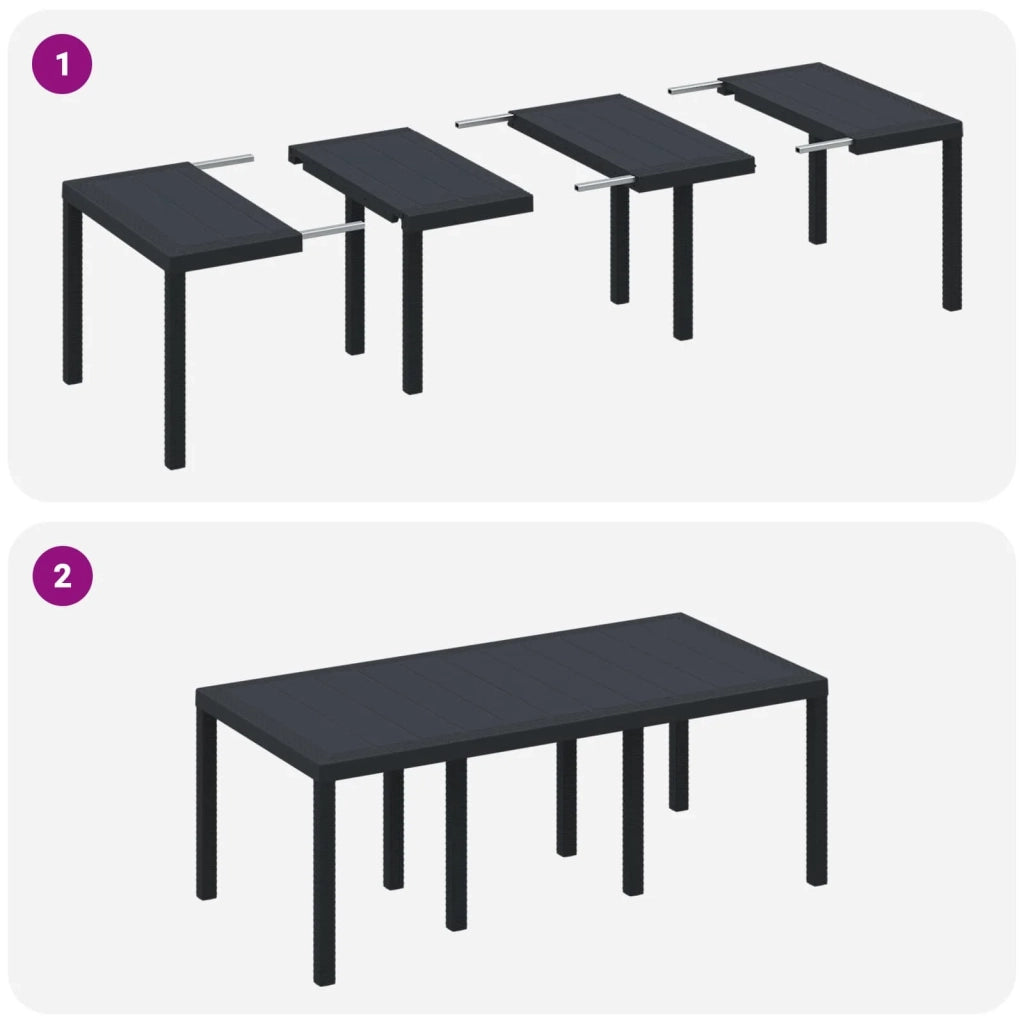 Set da Pranzo per Giardino 9 pcs Antracite Polipropilene 3378576