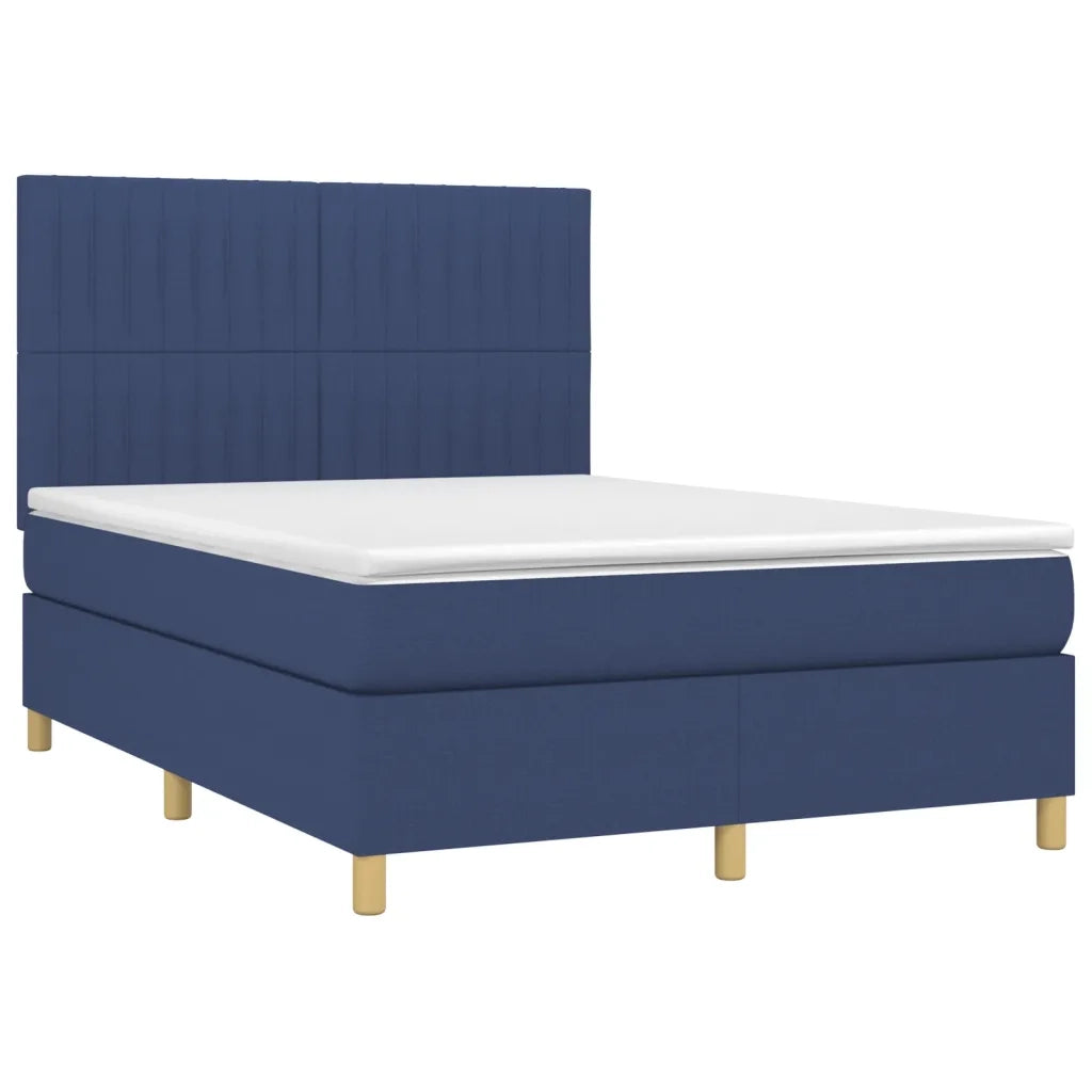 Letto a Molle con Materasso e LED Blu 140x200 cm in Tessuto 3135603