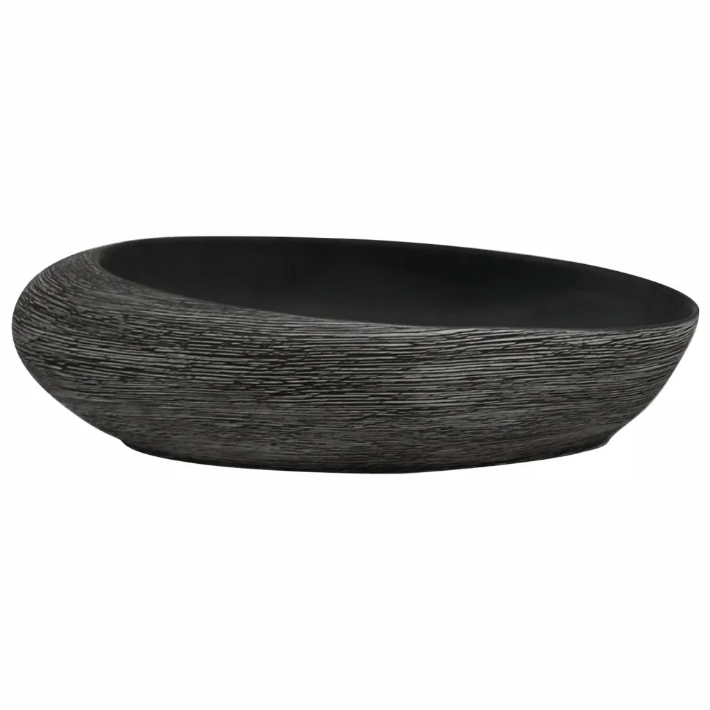 Lavabo da Appoggio Grigio e Nero Ovale 59x40x14 cm Ceramica CFW2580064