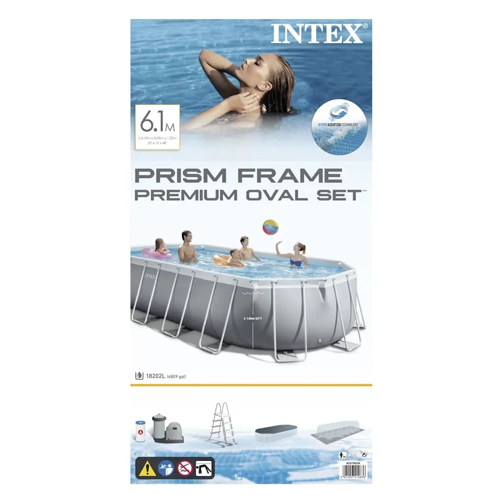 INTEX Set Piscina Ovale 610x305x122 cm 26796GN Prism Frame 91492