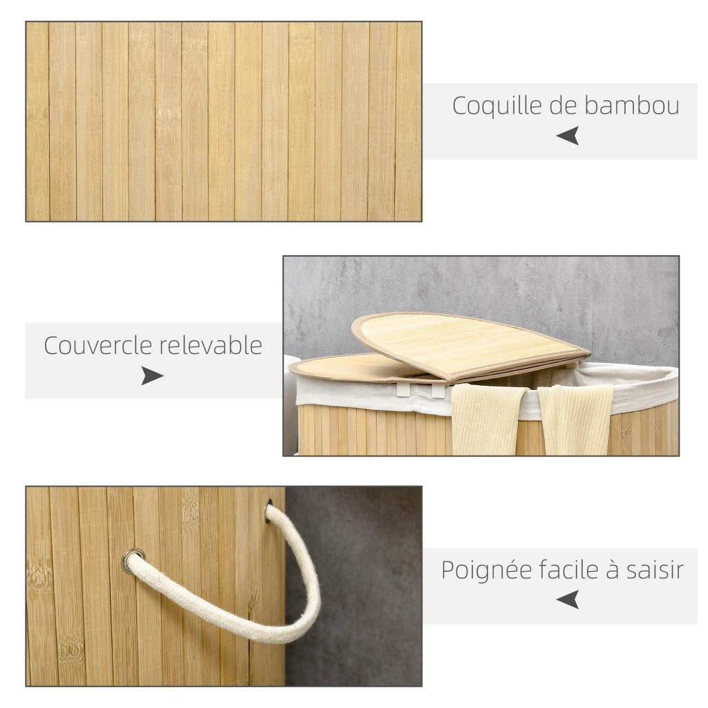 Cestino per bucato in bamb¨´ 100L ¨C zephmum ¨C naturale 62.5x37x60.5 cm
