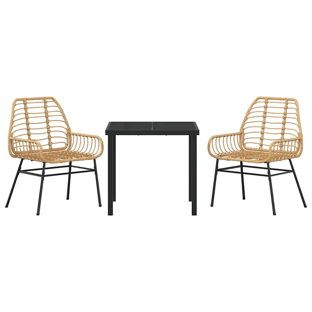 Set da Pranzo per Giardino 3 pcs Marrone polyrattan 3380848