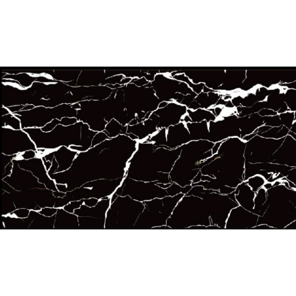 Trade Shop - Pannello Adesivo Effetto Marmo Nero Con Venature Bianche 120x300cm Per Pareti Paraschizzi -