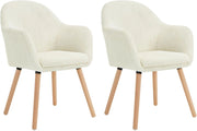 Set 2 Sedie Sala da Pranzo, Sedie Cucina, Poltroncina, Sedia Imbottita per Camera da letto Ufficio, Salotto, Seduta in Velluto a Coste, Gambe in Legno Massiccio, Crema, EZS26cm-2