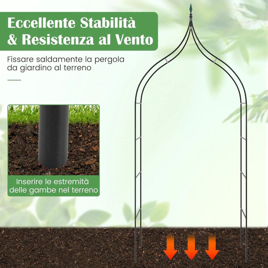 Arco da Giardino in Metallo Decorativo, Pergolato da Esterno per Piante Rampicanti, Arco da Giardino per Prato, Cerimonia di Matrimonio e Decorazioni per Feste