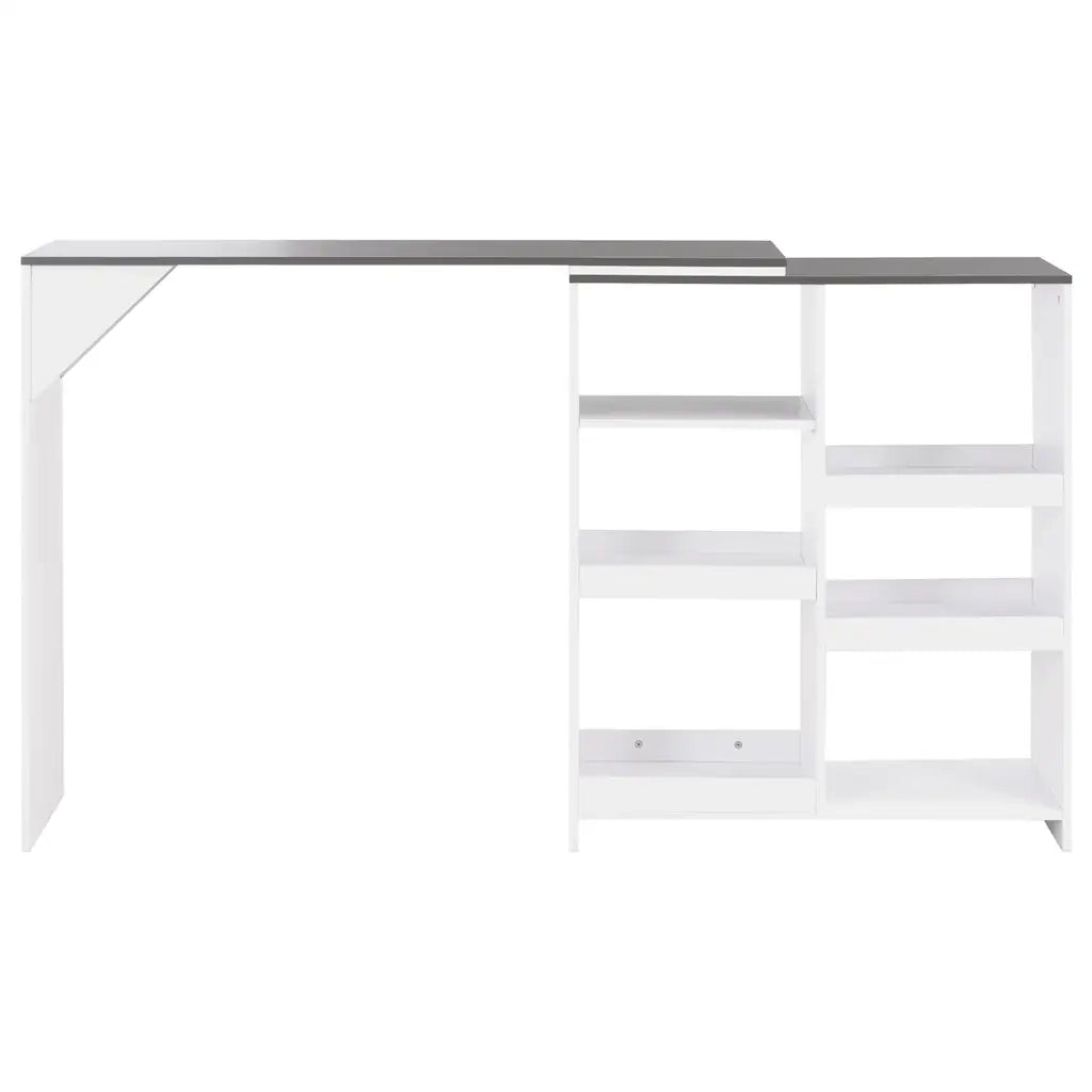 Tavolo da Bar con Scaffale Mobile Bianco 138x39x110 cm