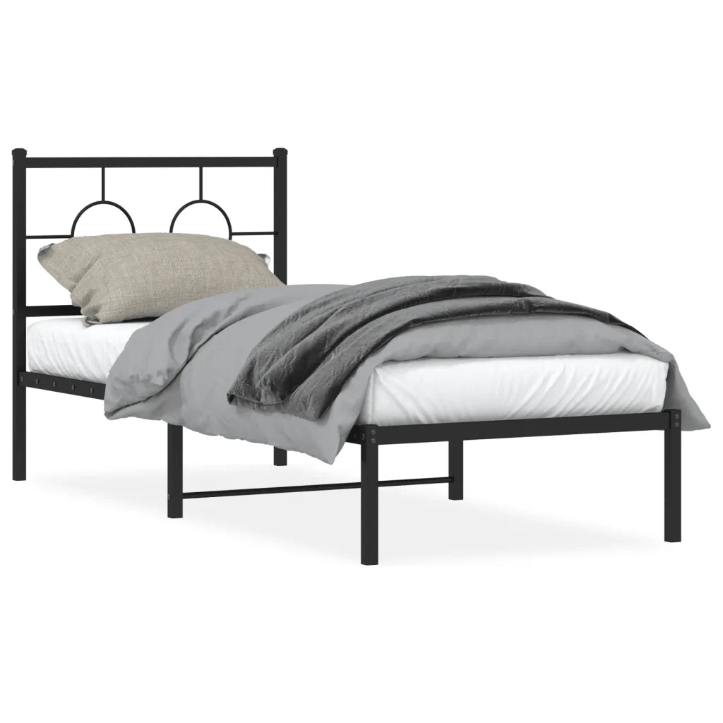 Giroletto con Testiera-Struttura Letto con testiera in Metallo Nero 80x200 cm 324443