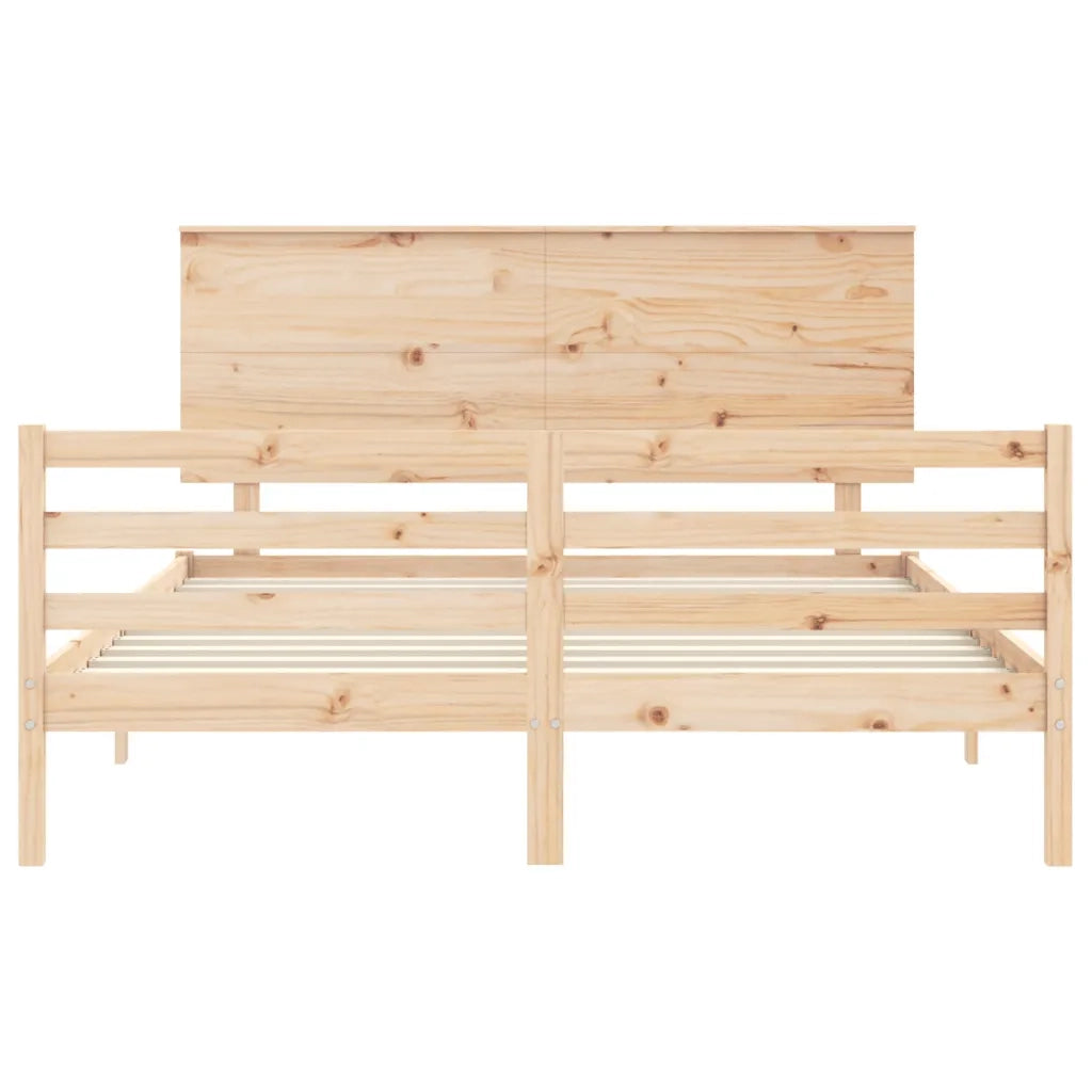 Giroletto con Testiera-Struttura Letto con testiera King Size in Legno Massello 980364