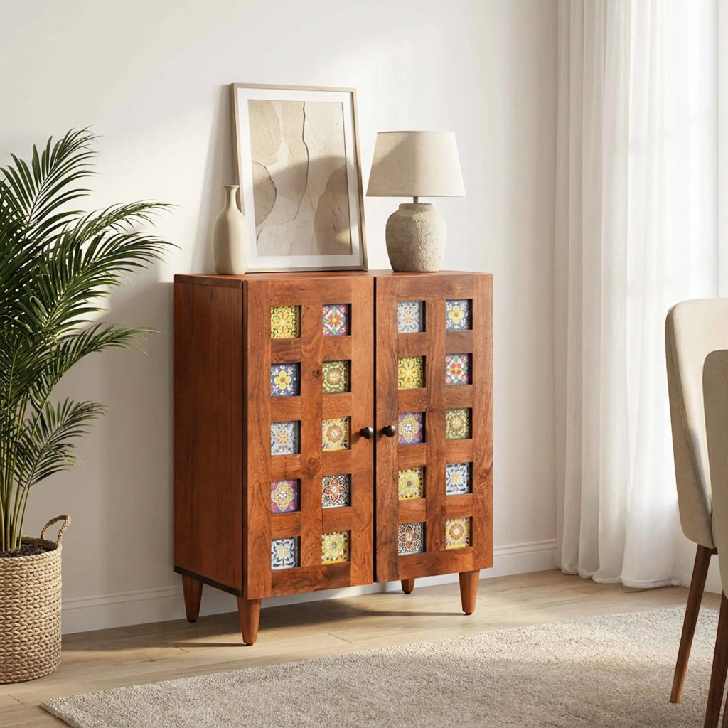 Credenza Noce 60 x 33 x 75 cm Legno di mango massello